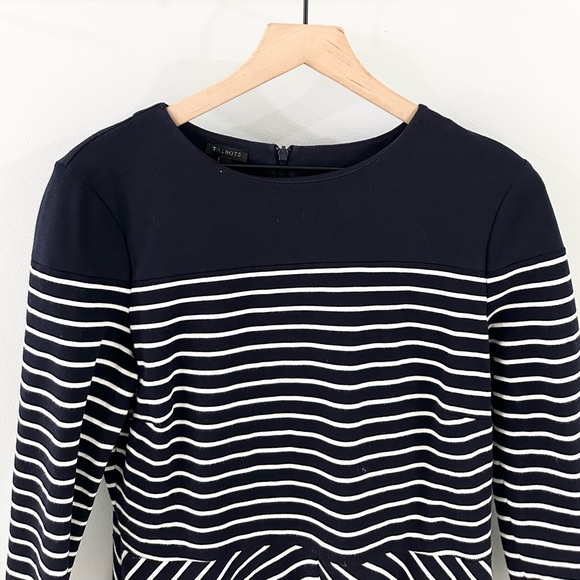 Talbots Nautical Stripe Peplum Top Navy Size Medium - Picture 3 of 6